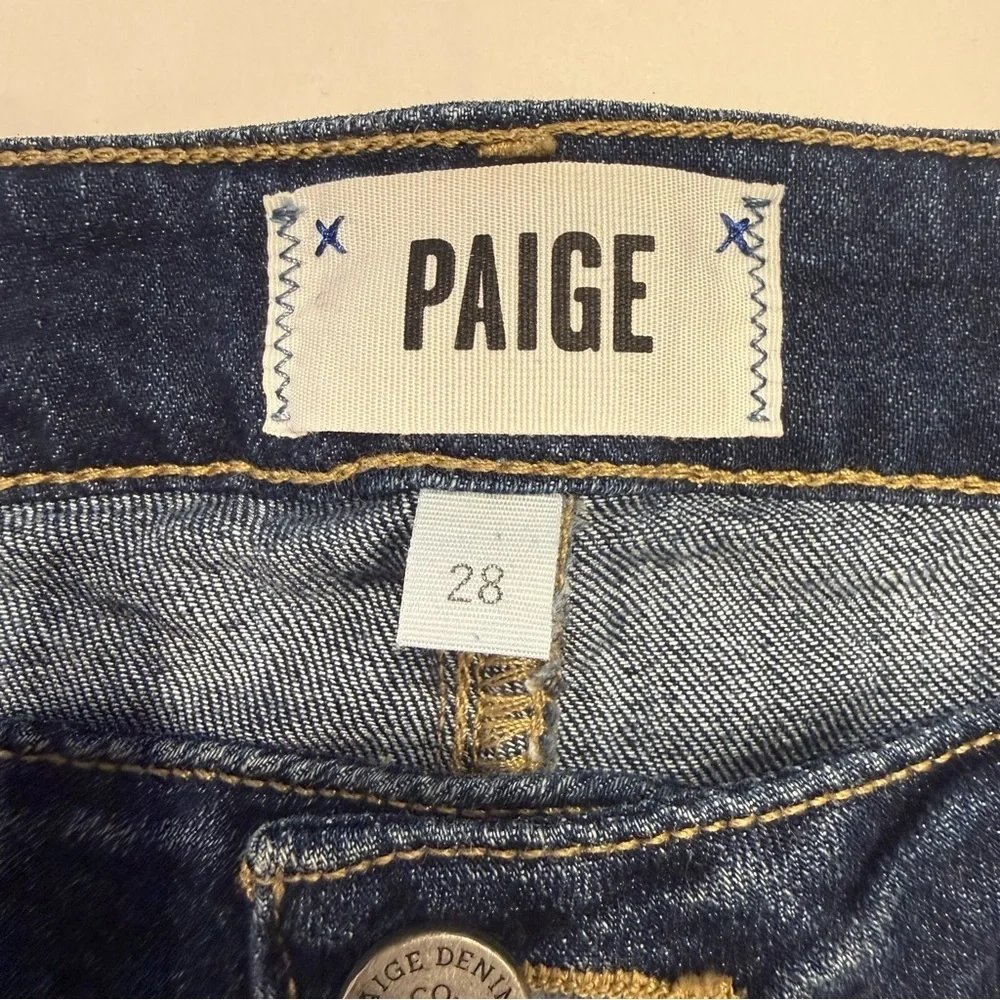 PAIGE Women's Jimmy Jimmy Short Distressed Dark Blue Jean Shorts
